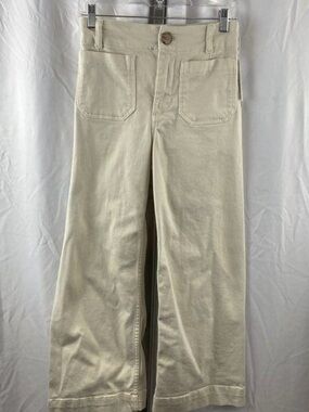 Anthropologie Maeve Colette Bone Wide Leg Cropped Pants